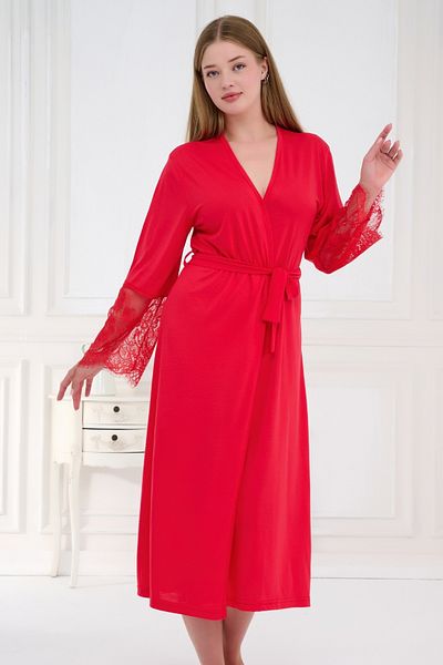 Emose Lace Belted Long Dressing Gown