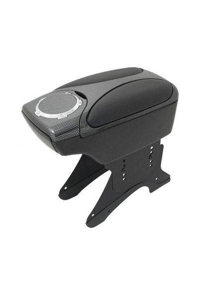 DELUXETUNING Universal Car Armrest with Support, Carbon Design, Length 30cm