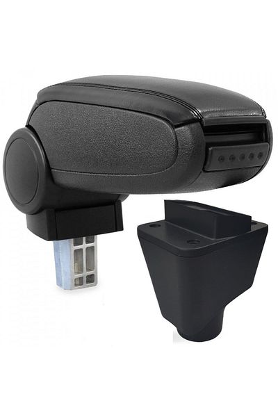 DELUXETUNING Car armrest compatible with Dacia Logan I 2004-2013 Imitation leather Black