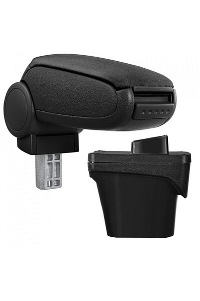 DELUXETUNING Car armrest Peugeot 208 2012-2019, black, imitation leather