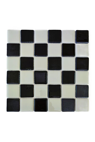 MozaiKristaL Tüm yüzeyler için 5x5cm. Beyaz-Siyah Damalı, 31,5x31,5cm. Fileli...