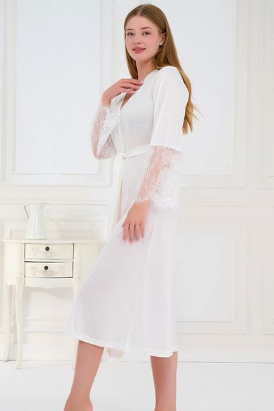 Emose Lace Belted Long Dressing Gown