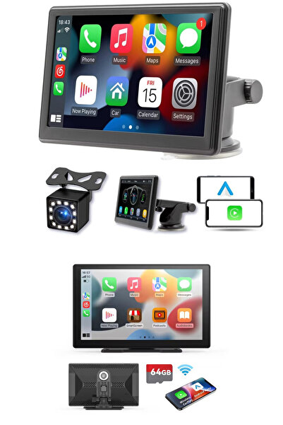 Fırsat7 Tak Çalıştır Carplay Apple Android Auto Ekran Kablosuz 10.2İnç Araç A...
