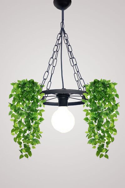 HALL BREATHE Siyah Tekerlekli Dekoratif Avize, Ferforje ve Rustik Tarz Balkon ve Bahçe Dekoru