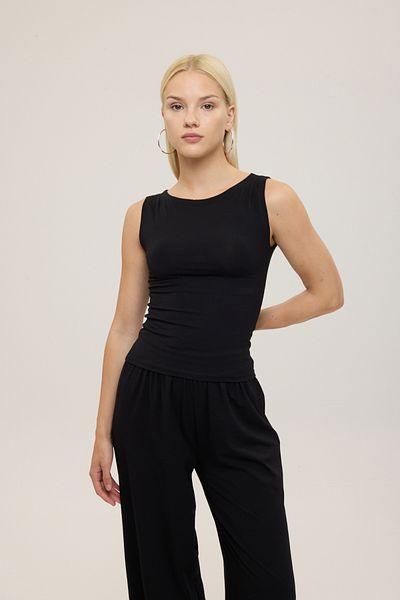 SHEISMONO Αμάνικη μπλούζα Ultra Soft Boat Neck Μαύρη