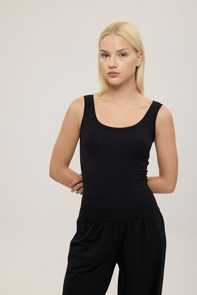 SHEISMONO Αμάνικη μπλούζα Ultra Soft Οβάλ Γιακά Μαύρη