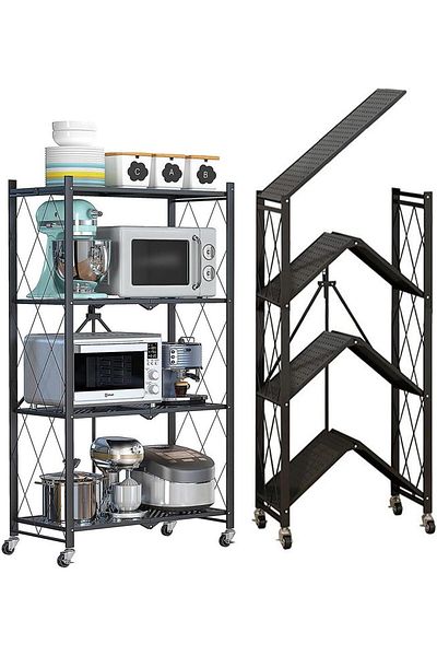 Generic Four-layer Foldable Storage Rack With Wheels