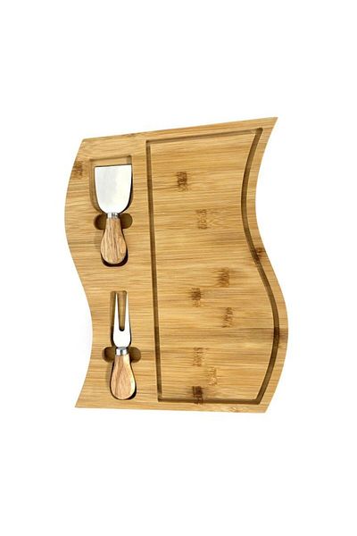 victiny Bamboo Platter with 2 Accessories for Cheese Serving, Grunberg GR5815