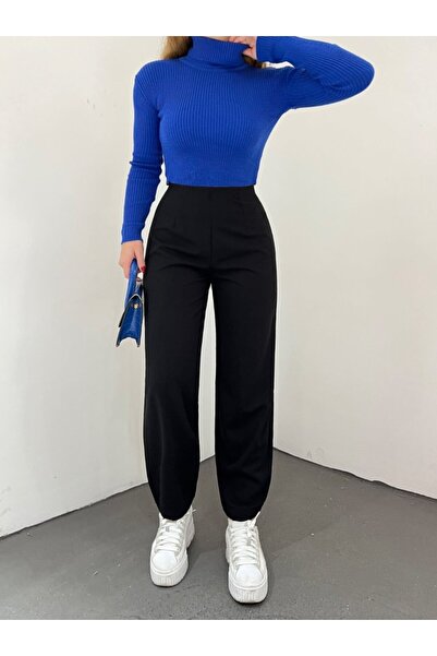 ALPACO Pantaloni cu talie elastică-Balon-negru