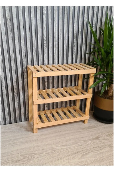 Bladimo Ahşap 3 Raflı Dekoratif Ayakkabılık Antre Balkon Düzenleyici
