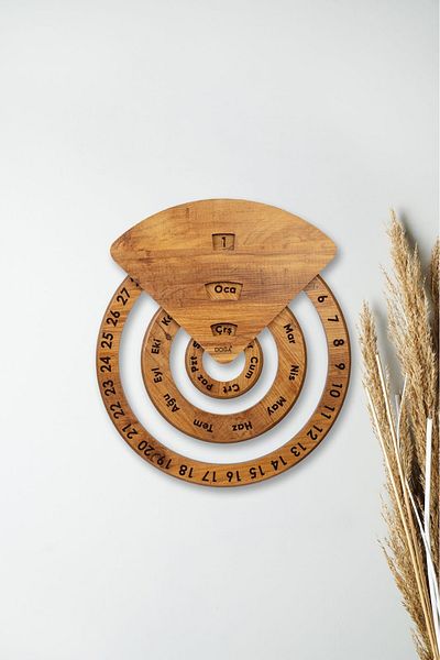 DOĞA PLUS Wooden Wall Calendar Everlasting Calendar