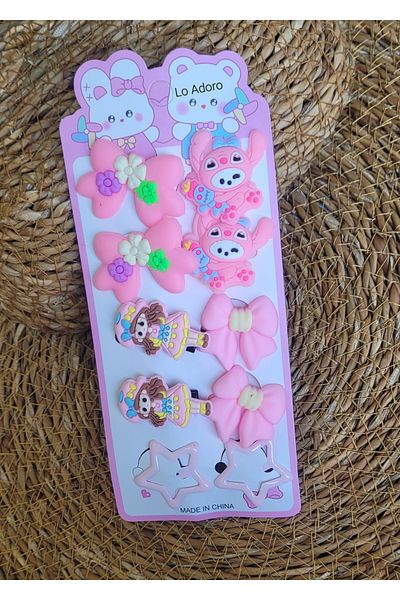 LO ADORO 10 Pieces Girl's Buckle Stitch Purple Pink Buckle Princess Bow Buckle