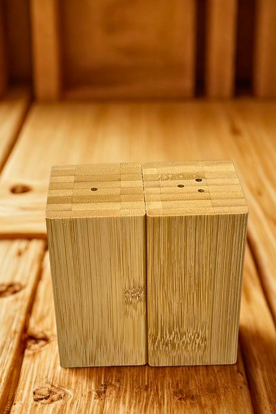 Woodcept Set of 2 Bamboo Mushroom Salt and Pepper Shakers, Bamboo Salt and Pepper Shakers