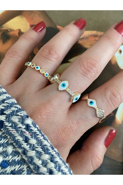 Pinery Jewels White Eye Zircon Stone Bottom Adjustable Women's Ring