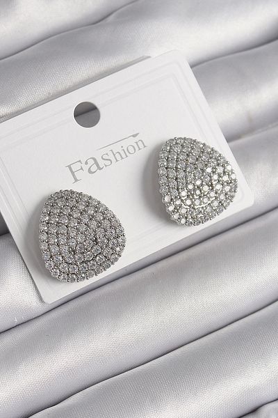 ALFA AKSESUAR 03 Brass Silver Color Zircon Stone Plate Model Women's Earrings - Tj-Bkp9980