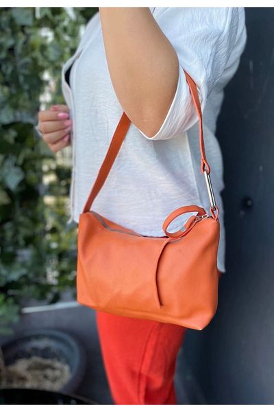 Işıltı kidss Because Orange Leather Bag