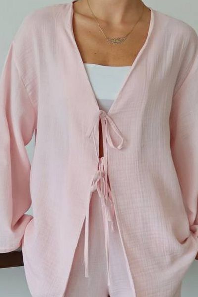 Balenbi Women's Double Tie Muslin Fabric Kimono 1101