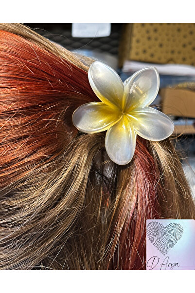 Darya Dd405 مشبك شعر على شكل زهرة اللوتس الصفراء (8 سم)