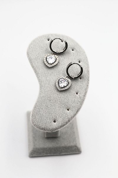 MOSSMOUR White Heart Zircon Stone Dangle Modern Design Earrings