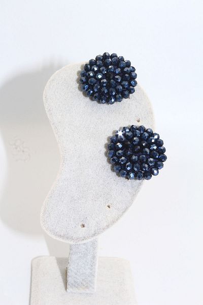 MOSSMOUR Shiny Stone Beaded Round Earrings – Sparkling Handmade Design