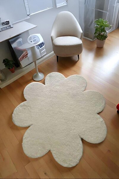 SOFT DECOR Kaymaz Taban Yuvarlak Papatya Şekilli Halı Modern Salon Koridor Mu...
