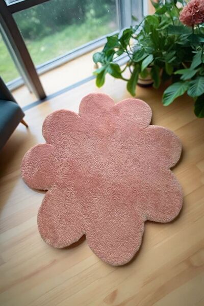 SOFT DECOR Kaymaz Taban Yuvarlak Papatya Şekilli Halı Modern Salon Koridor Mu...