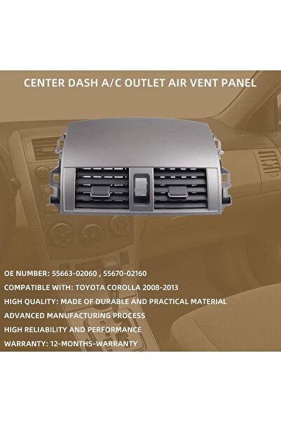 Toyota Corolla Dasbecan 55670-02160 Center Dash A/C Outlet Air Vent Panel Compatible with Toyota Corolla 2008-2013
