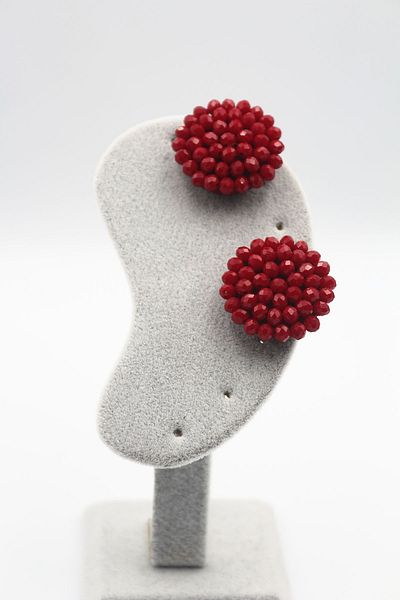 MOSSMOUR Shiny Stone Beaded Round Earrings – Sparkling Handmade Design