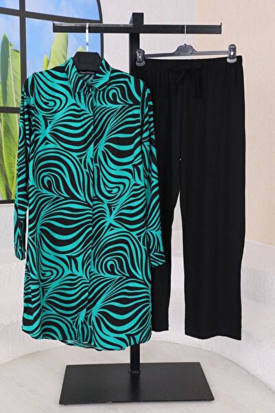 Polologin Butik Set pantaloni și tunică din viscoză cu imprimeu zebră, mărime...