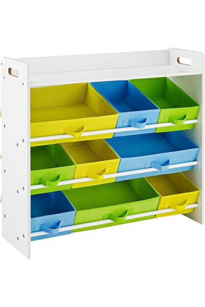 KYonlineSell SONGMICS Çocuk Odası Rafı, 9 Çıkarılabilir Polar Sepetli Oyuncak Düzenleyici, Çocuk Oda