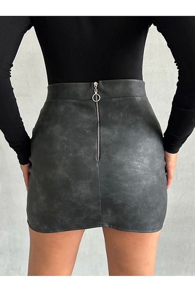 Işıltı kidss Tumbled Leather Miniskirt