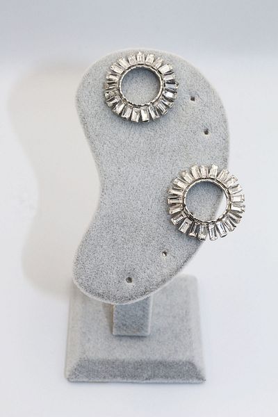 MOSSMOUR Baguette Zircon Stone Round Design Earrings