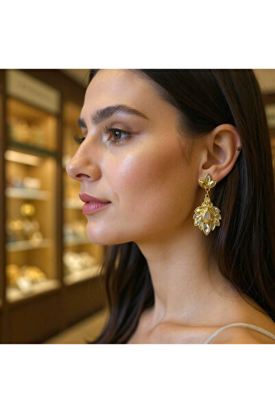 Sabek Bujiteri Miradia kristal Taşlı Küpe - düğün kına günlük kullanım