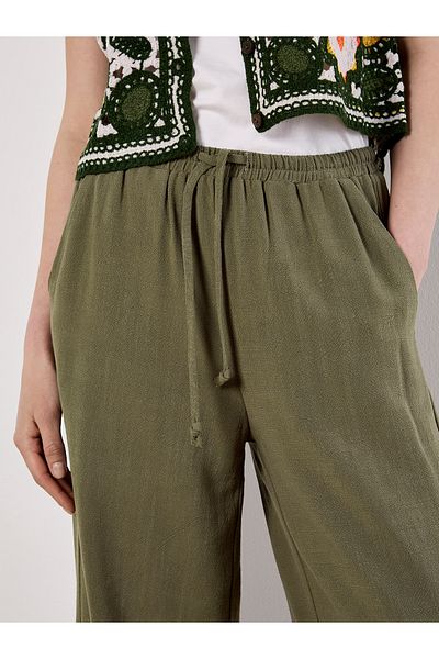 Apricot Leinenhose Mit Weitem Bein