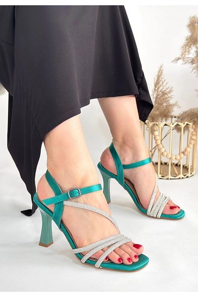 Işıltı kidss Gloria Green Satin High Heels