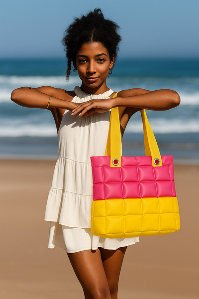 louisiana polo Women's Beach Bag Yellow Pink Inflatable Shoulder Bag Plj02