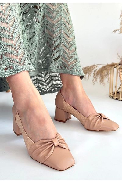 Işıltı kidss Agnet Beige Skin Heeled Shoes