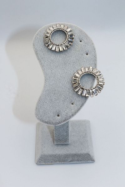 MOSSMOUR Baguette Zircon Stone Round Design Earrings