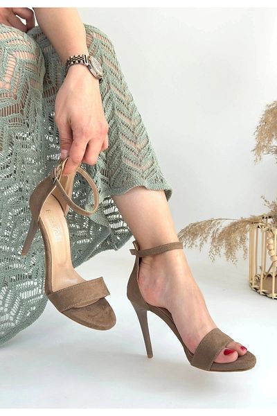Işıltı kidss Zeoni Mink Suede Heeled Shoes