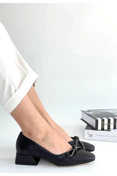 Işıltı kidss Estay Black Skin Heeled Shoes