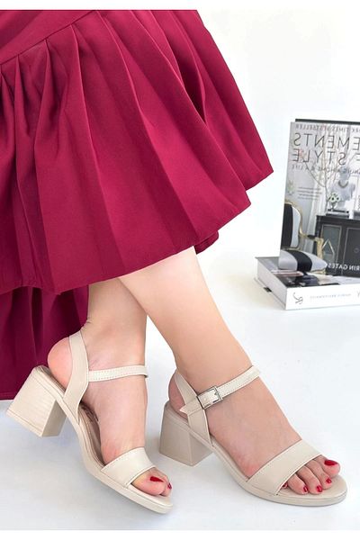 Işıltı kidss Miwen Beige Skin Heeled Shoes