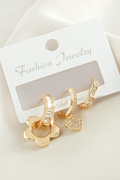 Angel Of Life 3 Pieces Flower Zircon Stone Earrings