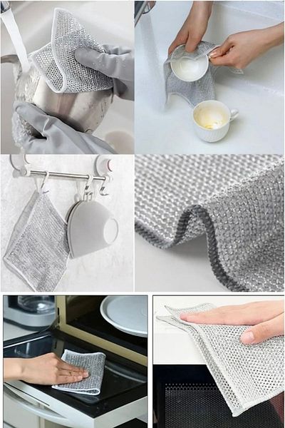 MAİN SHOP 5Pcs Multifunctional Anti-Scratch Wire Dishwashing Cloth Steel Wire Dishwashing Towel Wire Dishwashing Cloth M-602