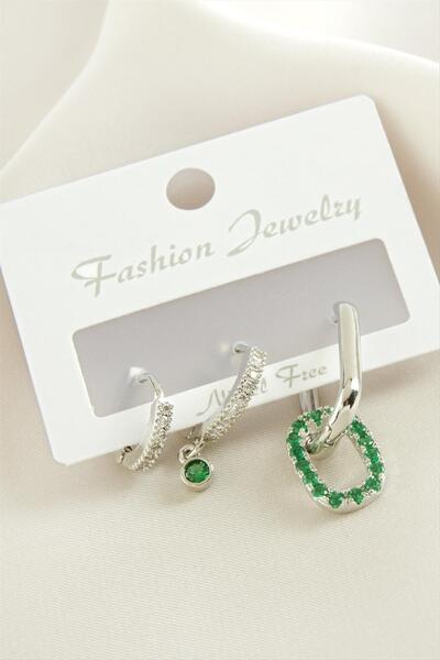 Angel Of Life 3 Oval Zircon Stone Earrings