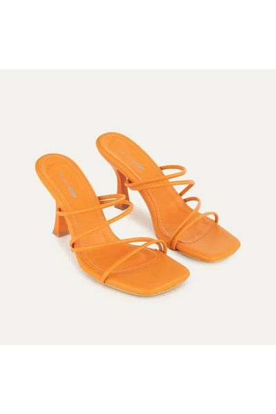 Işıltı kidss Sabio Orange Skin Heeled Slippers