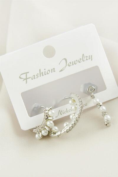 Angel Of Life 3 Pieces Dorika Pearl Zircon Stone Earrings