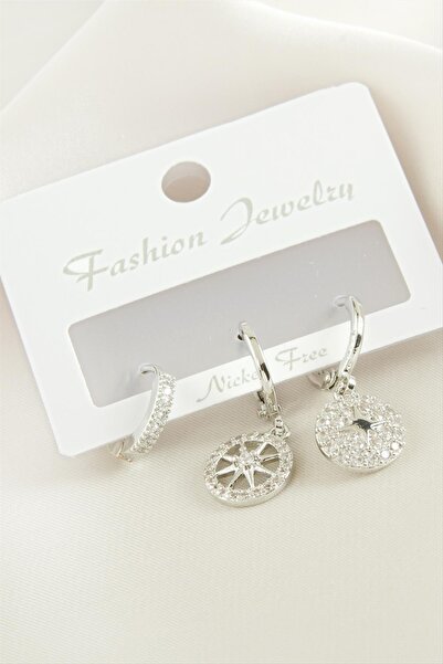 Angel Of Life 3 Pieces Star Zircon Stone Earrings
