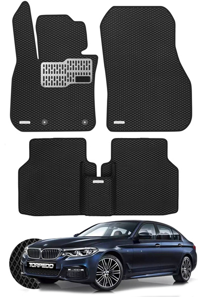 TORPEDO BMW 5 Serisi G30 (2016-2023) Uyumlu Hücreli Premium Eva Paspas Seti Tam Set Paspas Takımı Siyah