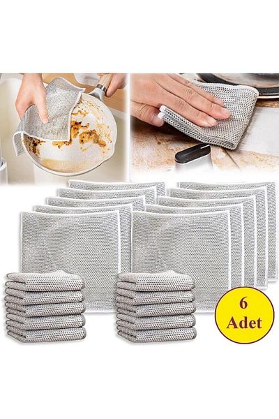 MAİN SHOP Multi-Purpose Dishwashing Wire Cloth (6 Pcs) Double Layer M-602