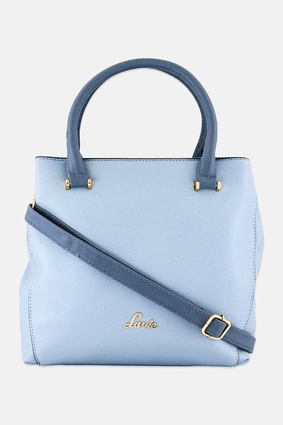Lavie Women Brand Logo Tonal Nia Satchel Bag, Powder Blue